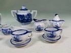 Vintage Japanese Dollhouse Ceramic Tea Set Blue Willow   Delft Blue Patterns