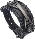 Men Leather Bracelet Punk Braided Rope Alloy Bracelet Bangle Wristband