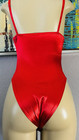 Vtg Satin Nylon Spandex Red Bodysuit Teddy Xs