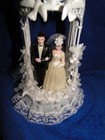 New Vintage Elegant Wedding Cake Topper Bride   Groom With Gated Arch  283