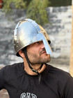 Viking Norman Helmet With Nasal Guard     Medieval Handmade Steel Larp Helmet Gift