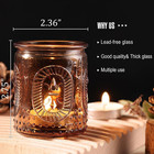 12 Pcs Vintage Amber Glass Votive Candle Holders Tea Light Wedding Table Decor