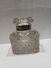 Rare Antique Thick-cut Crystal Glass Inkwell Exquisite Brass Cap Collectible