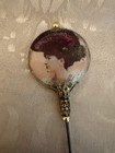 Antique vintage Style  Handcrafted 9  Hatpin-celluloid Portrait Of A Lovely Lady