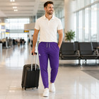 Adidas Men s Team Issue Purple Athletic Tapered Pants Ankle Zip M-3xl New