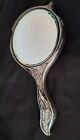 Antique Art Decco Vanity Mirror  Floral  Engraved Initials  