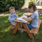 Kids Wooden Picnic Table Ages 3 Outdoor Indoor Play Meals Crafts Games Wood New