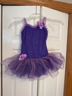 Weissman Purple Dance Costume Leotard With Attached Tutu Intermediate Child Med