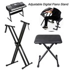 Keyboard Stand Piano Bench Set 7 Heights Adjustable Portable  