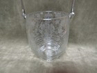 Vintage Cambridge Glass Ice Bucket W detachable Handle Clear Rose Point  1402