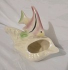 Vintage Planter Angel Fish On A Shell Ceramic Lustreware 1950 s 