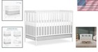 Elegant 5-in-1 White Crib - Toddler  Day   Full Bed Conversion Safe Design