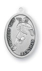 Sterling Silver Saint Christopher Lacrosse Pendant Medal Necklace Chain   Box