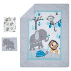 Bedtime Originals Jungle Fun 3-piece Crib Bedding Set - Blue  Gray  White