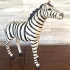14  Vintage Large Leather Zebra Sculpture Figurine- African Safari Animal Statue
