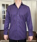 Eton Men s Purple Check Dress Shirt Size 40 Neck 15 3 4