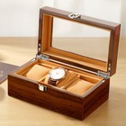 Rectangle Wooden Watch 3-bit Watches Case Glass Cabinet Luxury Wood Casket