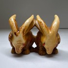 Rare Antique Japanese Netsuke Rabbit Pair Kanko Signed Edo Meiji Style Boxwood