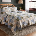 Full queen Pieced Patchwork Quilt Blue ivory green - Threshold  Cotton