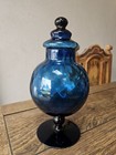 Blue Italian Empoli Apothecary Candy Jar  Italy Genie Bottle Style