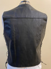 Men   s Leather Motorcycle Vest Nwt  Snap Front  Lacing On Sides  Lots Of Pockets
