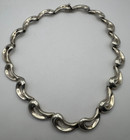 925 Sterling Silver Vintage Mexico Cutout Wave Chain Necklace 16  99 8 Grams