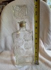 Vintage 11 75    4 Roses Mcm Decanter Bottle Glass Floral Design