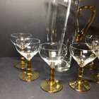 Vtg Handblown Martini Pitchers stirrer   6 Glasses Glows