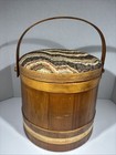Vintage Shaker Style Firkin Wood Sewing Basket Storage Primitive Box 12x12