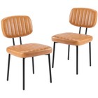 Set Of 2 Modern Dining Chairs W  Pu Leather Soft Seat And Backrest Office Chair