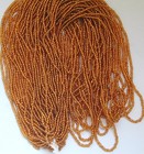 Vintage Silver Lined Copper Color Hue Glass Seed Beads Czech Round Long 20  Hank