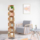 360   Rotating Bookshelf Wood Bookcase Storage Shelf Freestanding Display Rack