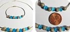 Vintage Ladies Sterling Silver Set Bracete   Necklace Chain Silver   Blue Beads 