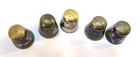 Five New Vintage 1990 s Enameled Brass Floral Cloisonne Small Sewing Thimbles