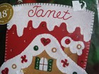 Bucilla Christmas Stocking Felt Applique Kit gingerbread House size 18   85102