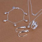 925 Sterling Silver Heart Earrings Bracelet Necklace Set Ladies Fashion Jewelry 