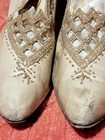 Antique Edwardian Beaded Shoes C 1910     Satin Wedding evening Louis Heel       