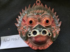 Vtg Lot 4 Pcs Hand Carved  Colorful Indonesian  Wooden  Mask Wall Decor