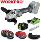 Workpro 20v Brushless Motor Cordless Angle Grinder Kits 4-1 2  Disc 4 0a Battery