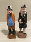 Vintage Hand Carved Wood Pirate Peg Leg   Captain Man Carving Folk Art Set Of 2