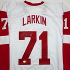 Autographed signed Dylan Larkin Detroit White Hockey Jersey Beckett Bas Coa