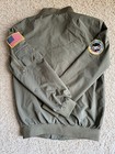 Vintage Nasa Bomber Jacket Green Flight Style Space Patches Men   s Large Euc