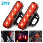 2x Led Bike Tail Light Usb Rechargeable Bicycle Safety Cycling Warning Rear Lamp