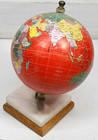 Red Ocean World Globe  Map Atlas Georaphy Rotates Marble Base   8  Tall