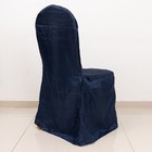 Navy Blue Crinkle Crushed Taffeta Banquet Chair Cover Party Wedding Events Decor