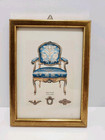  Lot Of 3 Vintage Xviii Century Style Chairs Gold Framed Matted Prints - Antique