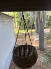 Vintage Newport Basket Co Woven Wicker Hanging Plant Holder Tagged Boho Pot