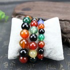 6 8 10mm Natural Multicolor Agate Round Gemstone Beads Stretch Bracelet 7 5  