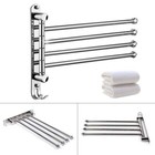 Bathroom Towel Rail Rack Holder 4 Swivel Bar Wall Hanger Shelf Stainless Steel