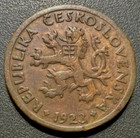 Czechoslovakia - First Republic  1918-1938   Old Brass Coin 10 Haleru 1923  